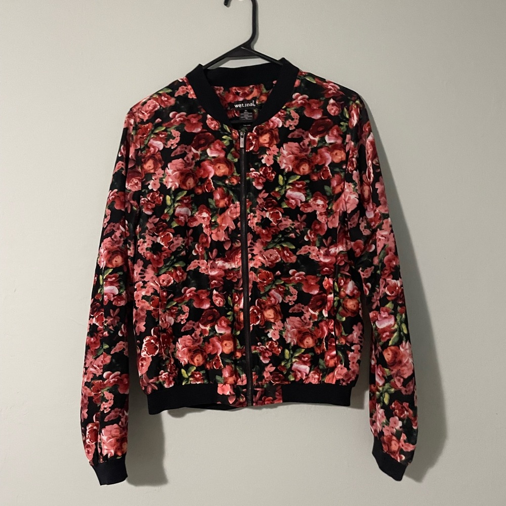 Floral Bomber Jacket - Wet Seal XL